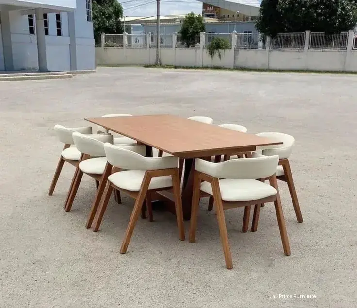 Set Meja Makan Jati Kaki Unik, Set Meja Makan Jati Gaya Eropa